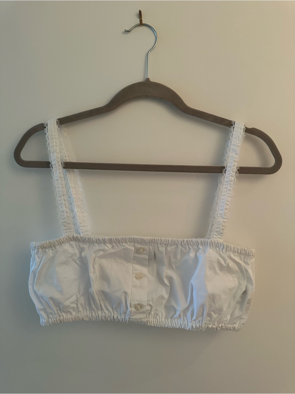 Zara White Cropped Lace-Trim Camisole